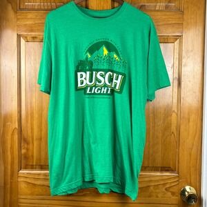 Busch Light Beer T Shirt Mens XL Green Graphic Brew City Heartland Corn Heather